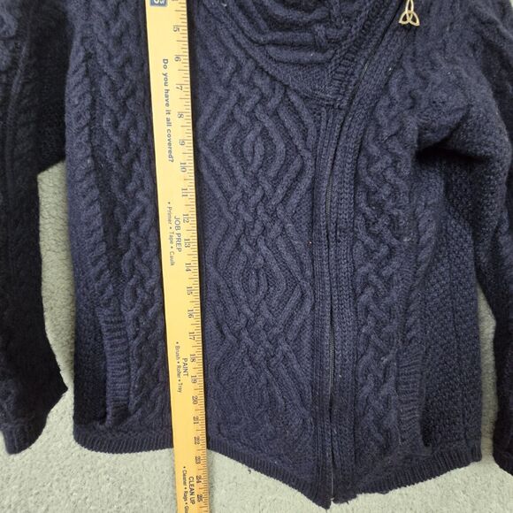 Aran Crafts Merino Wool Zip Front Wmns Sz S Sweater Chunky Cable Fisherman Knit - Picture 6 of 6